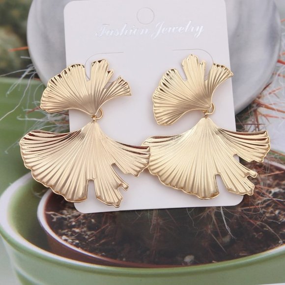Earrings Ginkgo Women Leaf Bohemian Hoop Cute Drop Trendy Jewelry - Picture 4 of 6